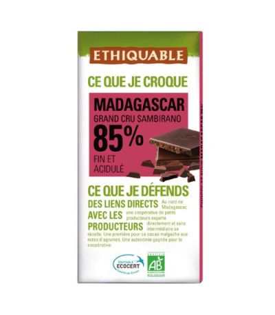 Chocolat noir bio 85% Madagascar ETHIQUABLE