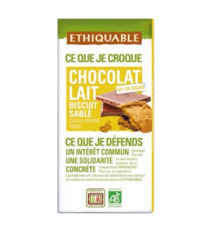 Chocolat lait bio Biscuit sablé ETHIQUABLE