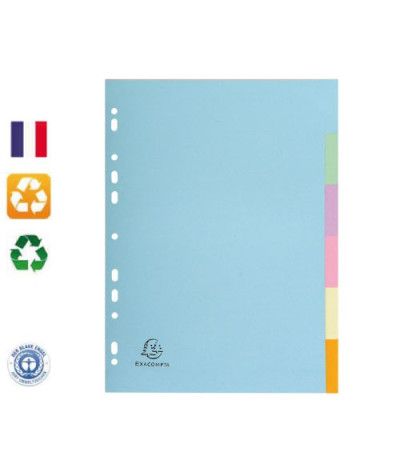 Intercalaires 6 positions A4 carte Forever couleurs pastels EXACOMPTA