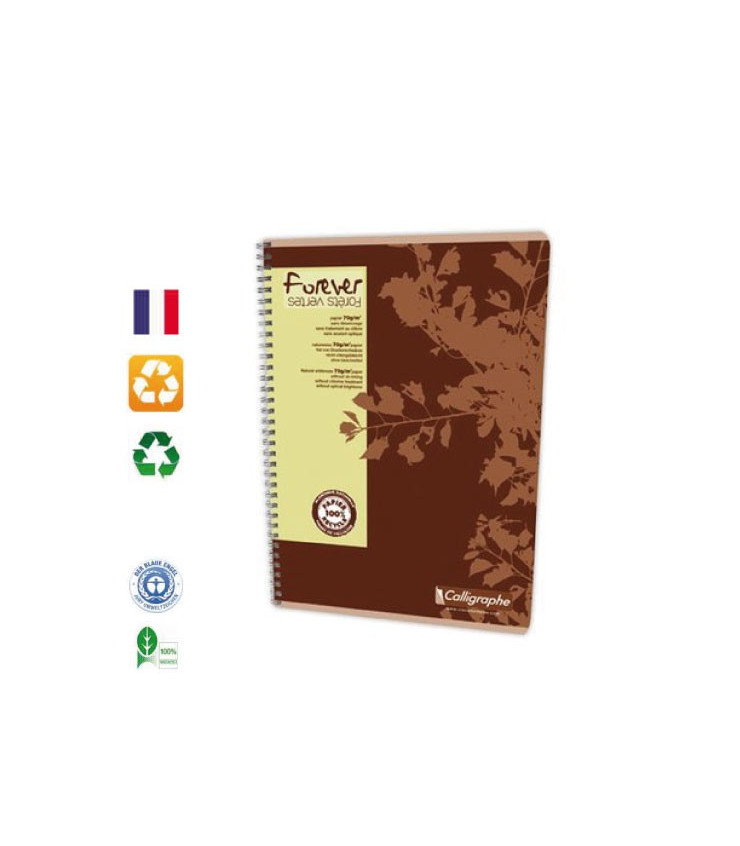 Cahier spirales recyclé A4 5x5 180p Forever CLAIREFONTAINE
