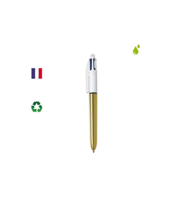 Stylo 4 couleurs Shine Or rechargeable BIC