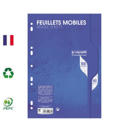 Feuillets mobiles ligne 7000 A4 seyes 100p 80g Calligraphe CLAIREFONTAINE