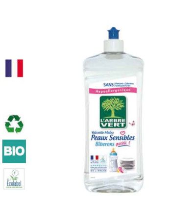 Liquide vaisselle Peaux sensibles et biberons bio 750 ml L'ARBRE VERT