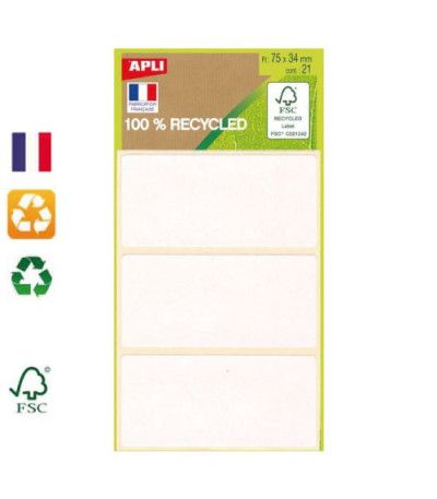 Étiquettes scolaires blanches recyclées par 21 AGIPA
